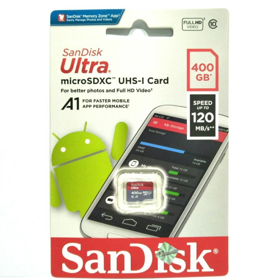 SanDisk Ultra A1 MicroSD / Micro SD Card 400Gb 120MBps Class 10