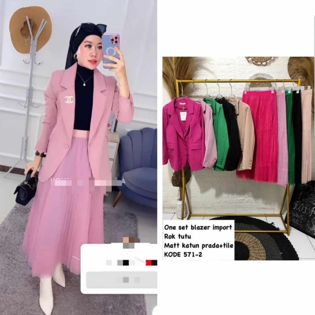 JD 571-2 ONE SET BLAZER + ROK TUTU MAD KATUN PRADA + TILLW IMPORT PREMIUM