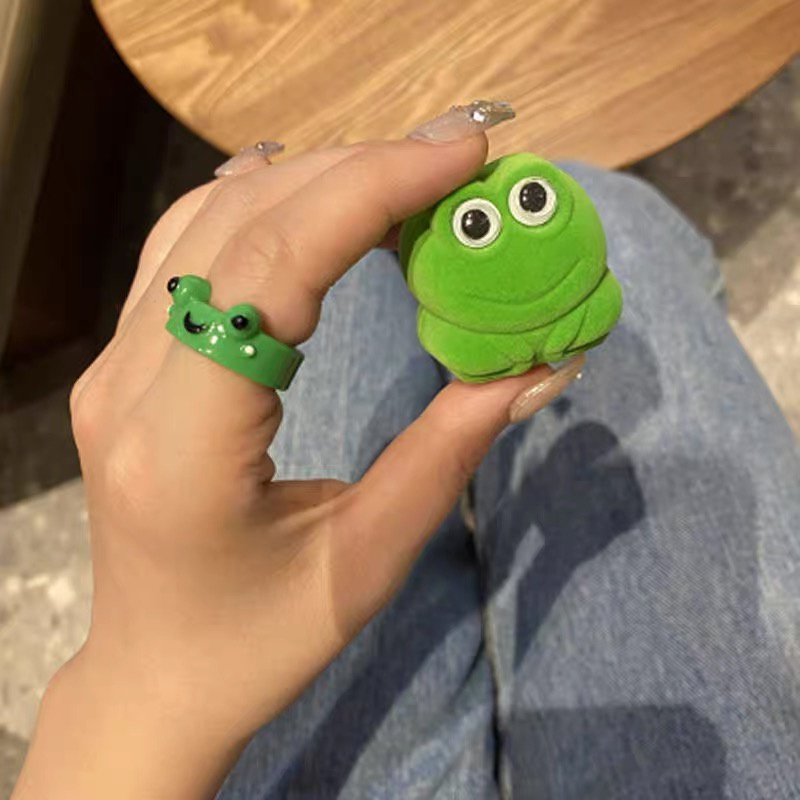 Cincin Karakter Katak Resin Fhasin Cute Frog Ring kodok Bentuk Hewan 4 Warna Untuk Hadiah Teman