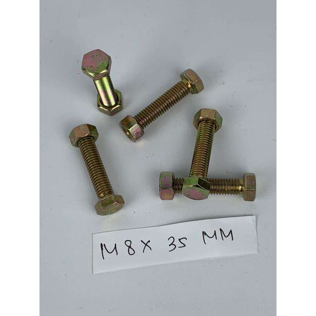 BAUT M8X35 MM ISI 10 PCS WARNA KUNING HEXAGON HEX BMK MUR BAHAN BESI TEBAL HARGA MURAH BERKUALITAS PROMO DISKON TERLARIS