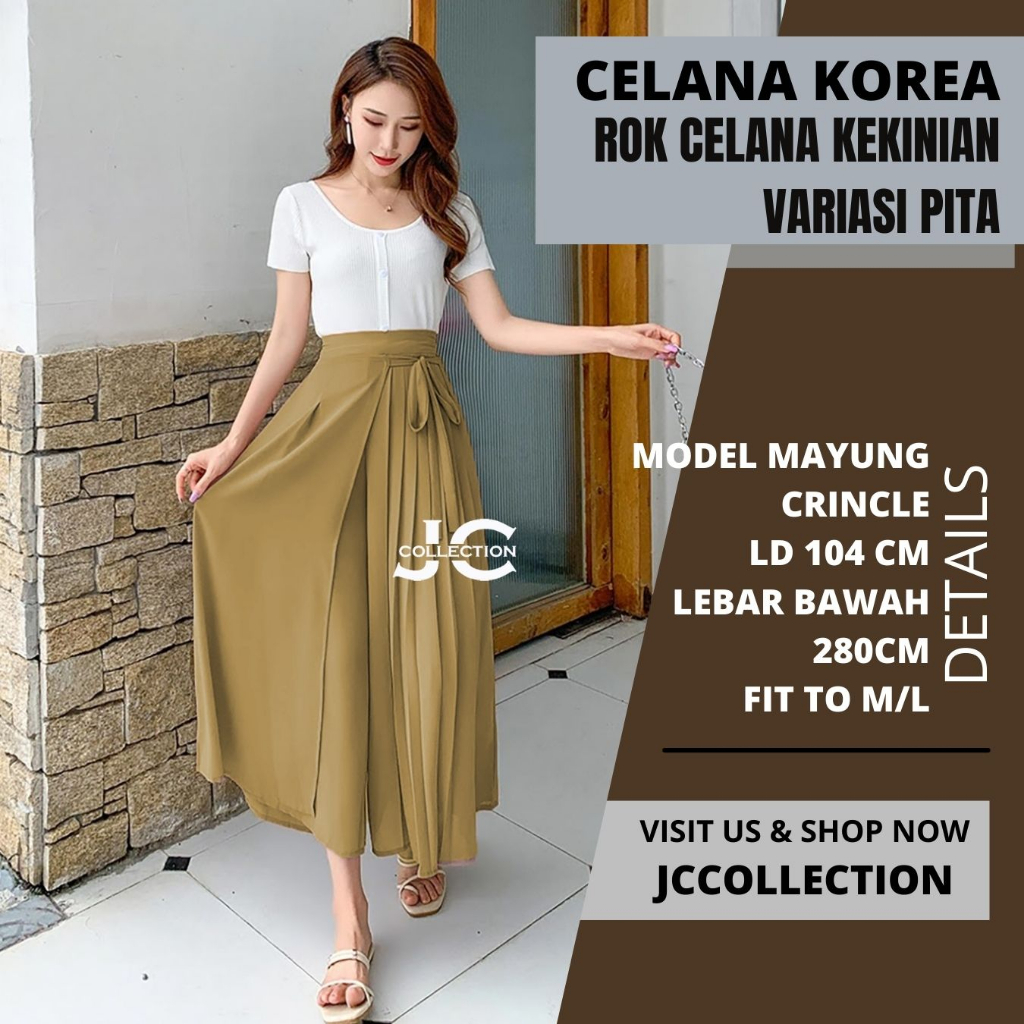 Celana Panjang Wanita Korea Style Kombinasi Sifon Celana Wanita Dewasa Sunnhae - JCCollections