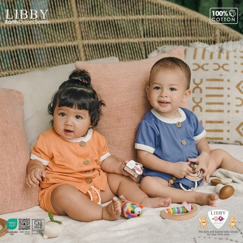 LIBBY EARTH ROCCO SET PENDEK / ROCCO SET PANJANG Setelan Baju Pendek Kancing Depan + Celana Pendek