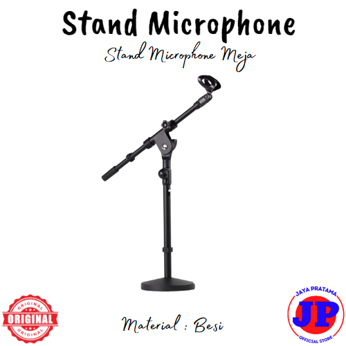 Stand Microphone Meja Kaki Bulat Besi Standing Table Mic Podium