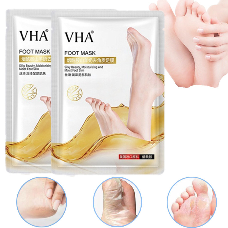 Goat Milk Exfoliating Hand/Foot Mask Pedicure Socks Feet Care Peeling Scrub Remove Dead Skin Calluses Anti Crack Heel Foot Patch 1pairs=2pcs