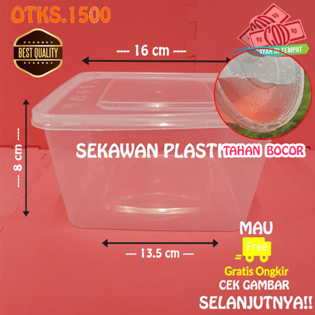 SATUAN Thinwall Kotak 1500ML/ Kotak Makan/ Food Container/ Tempat Makan/ Teampat Bekal OTKS1500