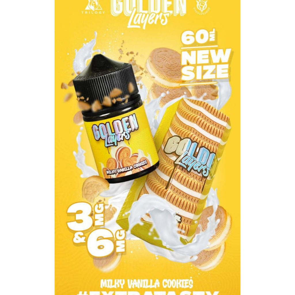 Cukai 2023 Golden Layers Milky Vanilla Cookies 60ML by Trilogy Brew x One Vape