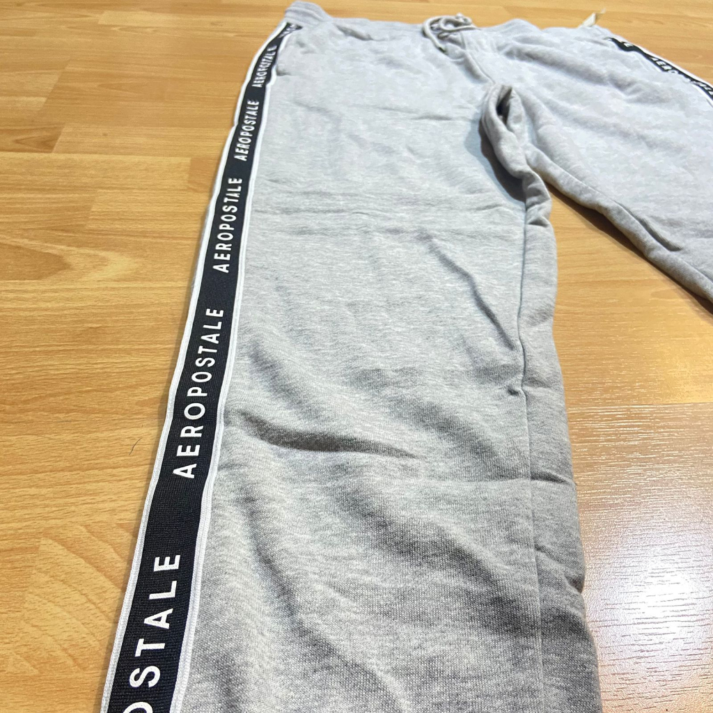 AEROPOSTALE Men Joggers Sweatpants Pria High Quality Fleece Original Cotton Grey Striped Hype