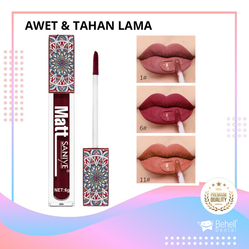 SANIYE Lipstik MATTE LIP TINT   LIQUID TAHAN LAMA LIPSTIC - Tahan Lama Waterproof Murah Lip 8 Warna - Shape Liquid Lips Tik Lipstick Lips Tic Tick Korean Korea Anti Tahan Air Original