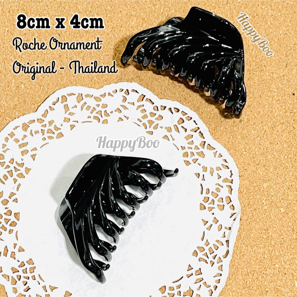 Jepit rambut kipas 7 gigi roche ornament original thailand hitam ki7 besar