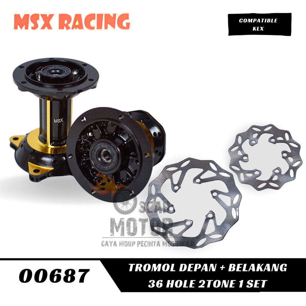 TROMOL SET KLX DEPAN BELAKANG TWOTONE 36 LOBANG -BONUS PIRINGAN KOMPLIT-