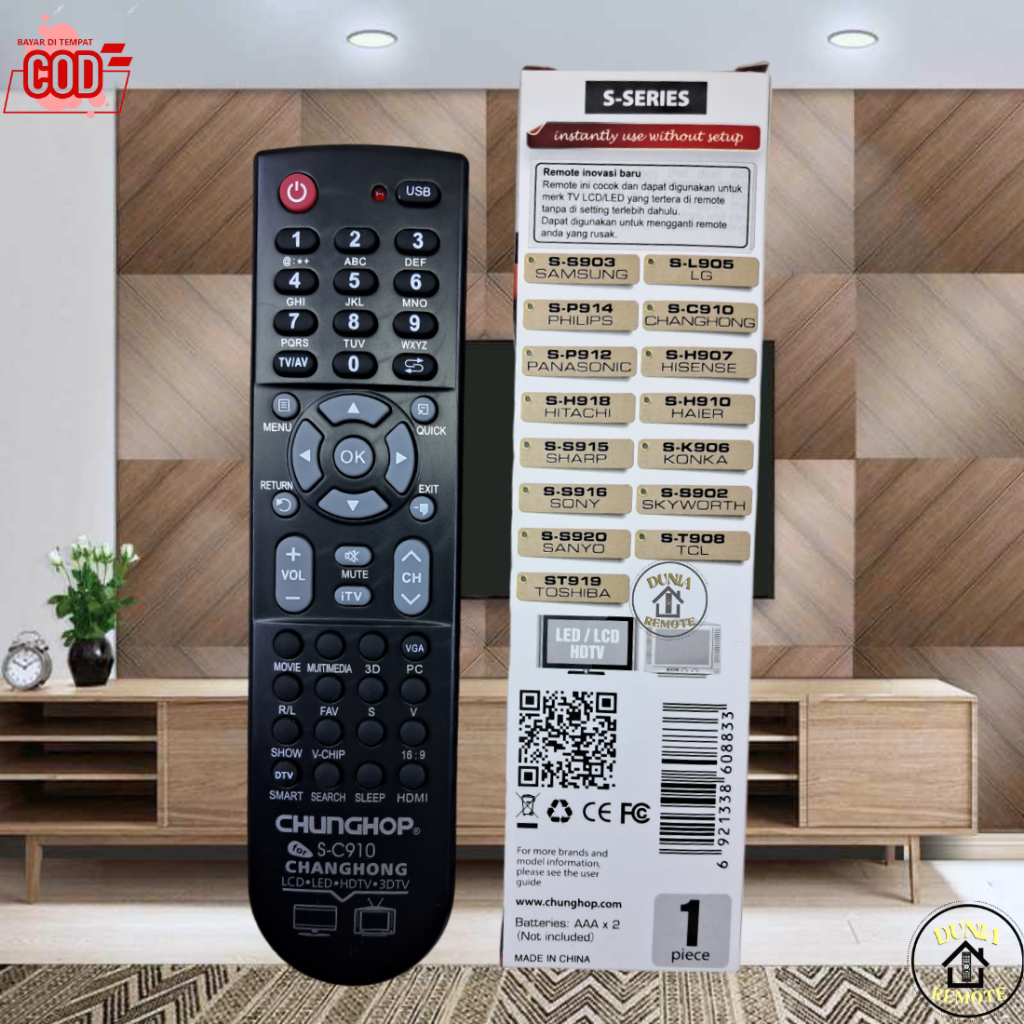 Remot Remote Multi Universal Changhong LED LCD Chunghop SC-910