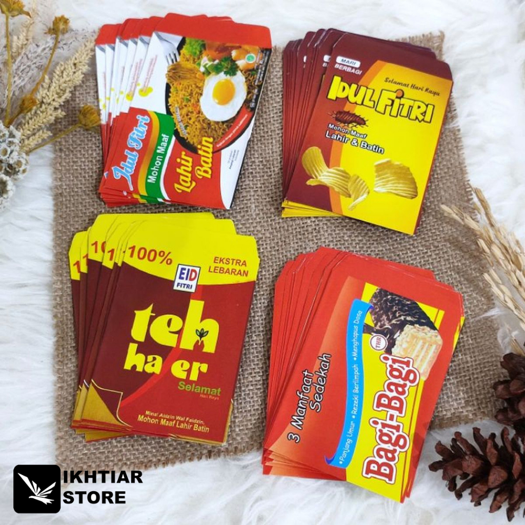 

isi 100 pcs Amplop Lebaran Snack Amplop Uang unik Lucu Angpau Lebaran ukr. M 7 cm × 10 cm