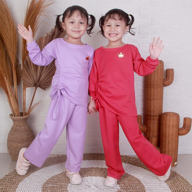 VS - SETELAN ANAK RIANA SERUT USIA 1-5 THN / SET CELANA ANAK SERUT RIB POLOS