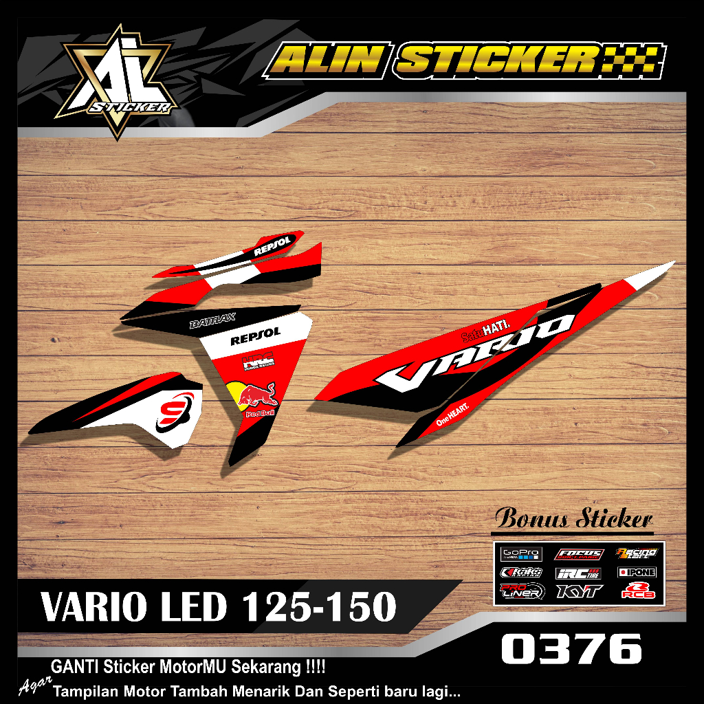 0376 STICKER STRIPING VARIO LED 125-150 VARIASI REDBULL SEMI FULL