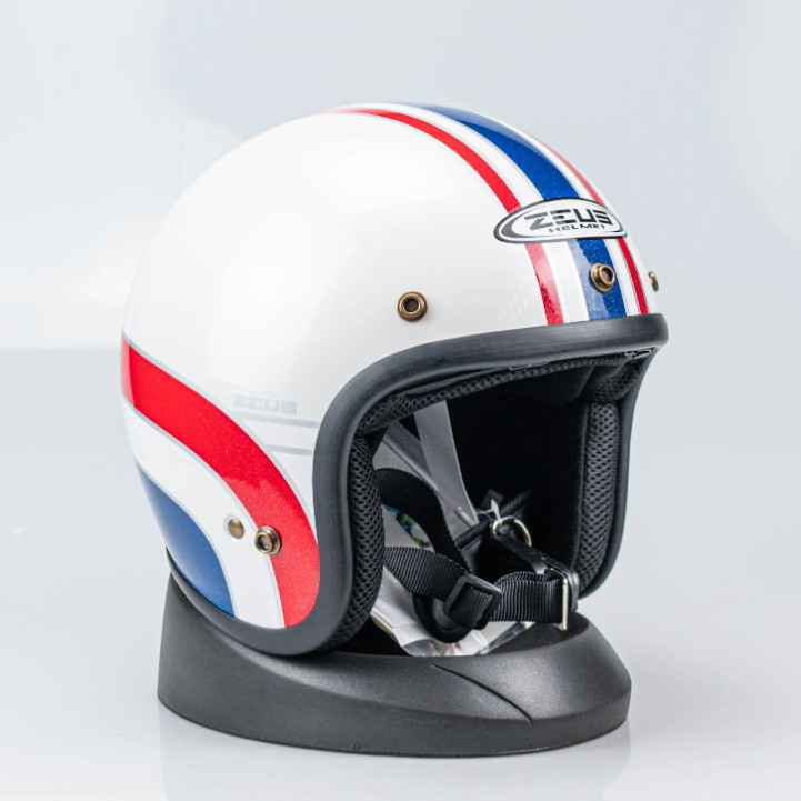 Promo helm Motor Zeus ZS 385c P.WHITE / K63 RED RETRO import Ori sni
