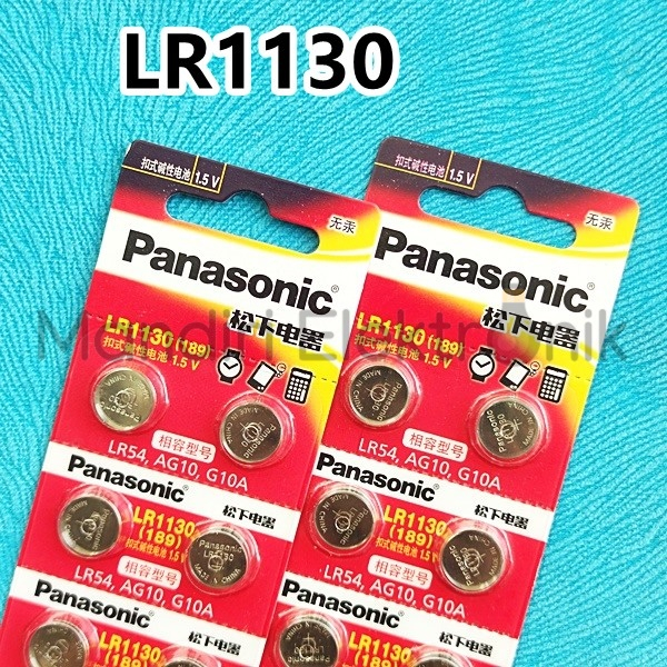 Baterai Panasonic LR1130 389 AG10 LR54 SR54 Batre Kancing LR 1130 Original Baterai Jam Kalkulator 1.5V