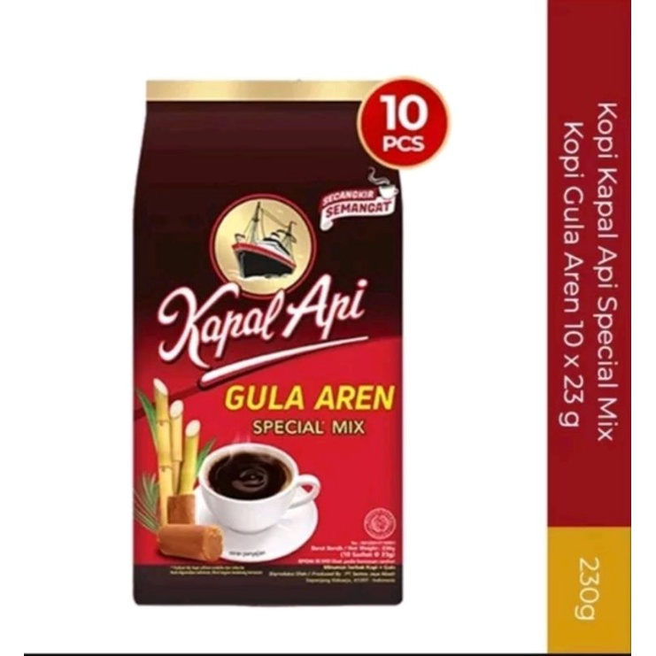 

Kopi kapal Api Spesial Mix Gula Aren- 1 pack( 10x23gr)