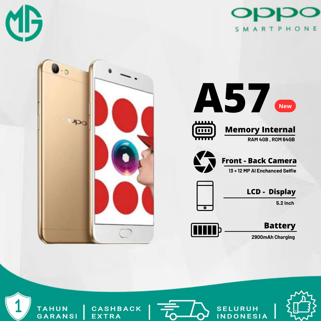 Oppo A57 Ram 4GB Internal 64GB Garansi 1 Year