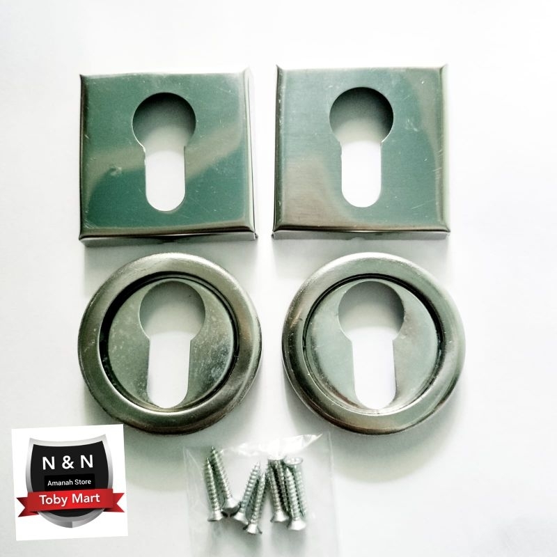 Tutup kunci rumah - penutup kunci stainles model kotak 2 biji