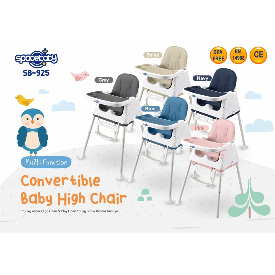 Spacebaby SB 917 925 Baby Chair 4 IN 1 Booster Baby Seat 4IN1 SB917 SB925 Space Baby High Chair Kursi Makan Anak Bayi 4IN1 SB918 SB 918 SB919 SB 919