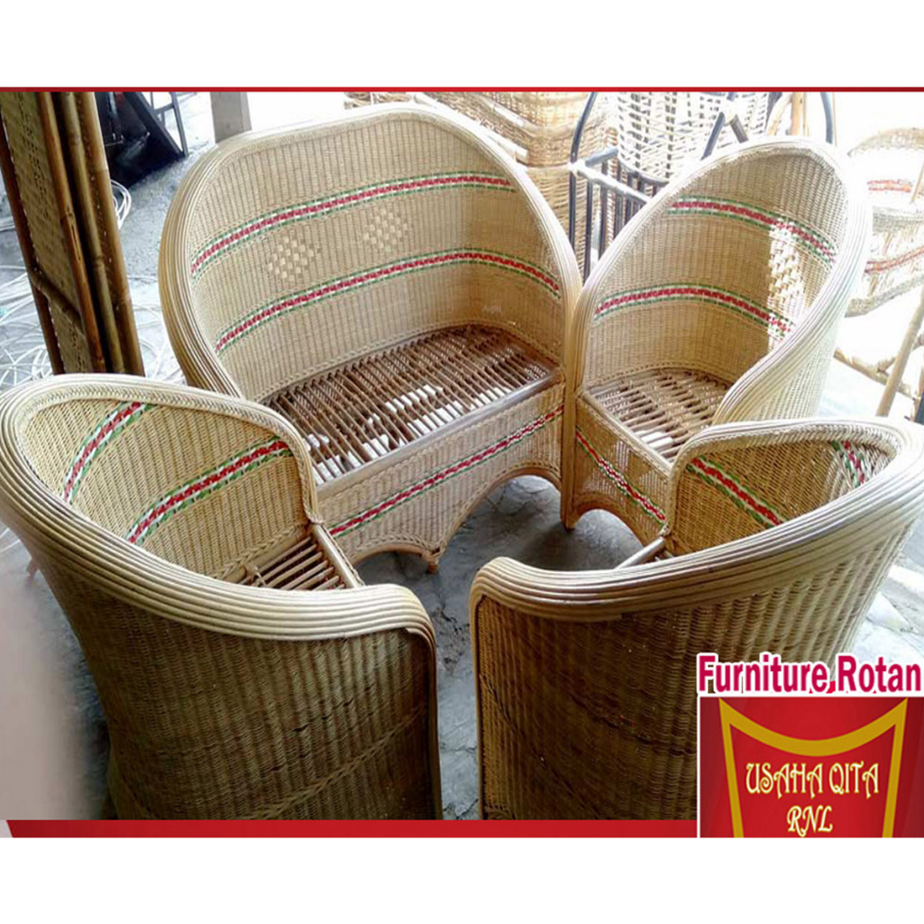 Kursi tamu rotan alam asli /  Kursi sofa anyaman rotan list warna / furniture rotan Perlengkapan rum