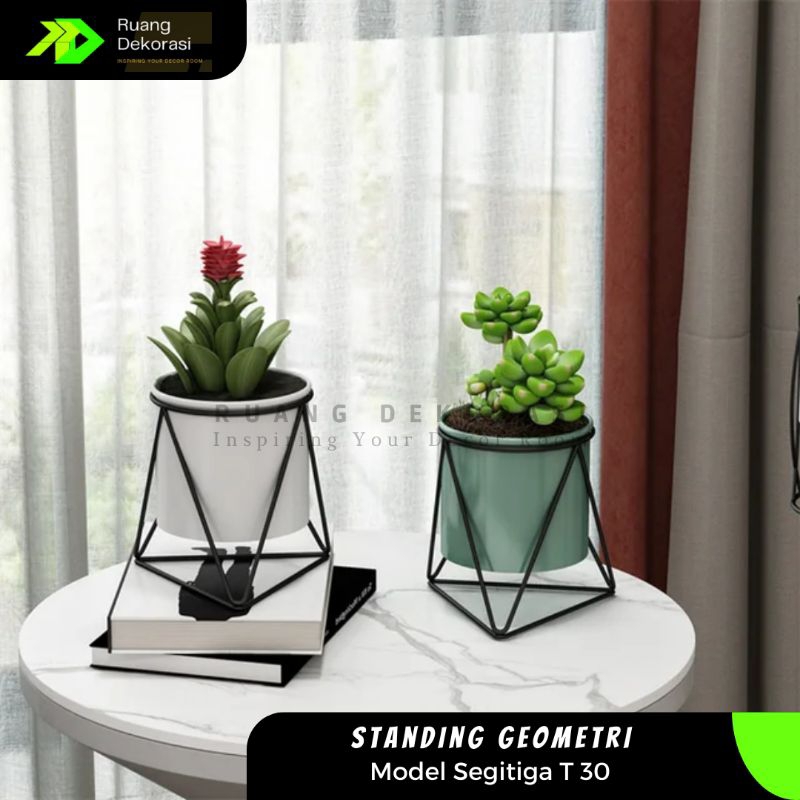 Standing Pot Bunga Besi Minimalis Model Geometri Rak Bunga Besi Modern Standing Pot Bunga Rak Bunga 