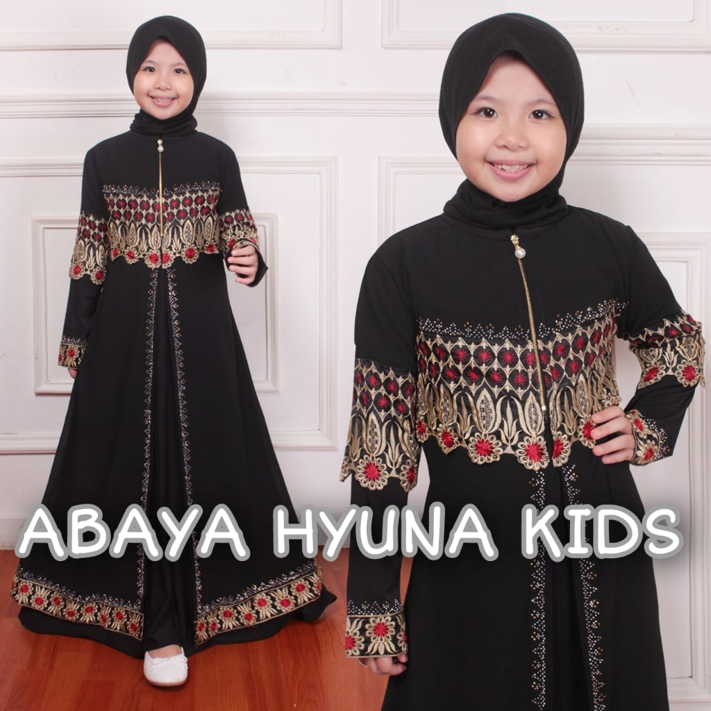 Dress turki arab anak perempuan / gamis abaya anak / baju lebaran / ABAYA HYUNA DRESS