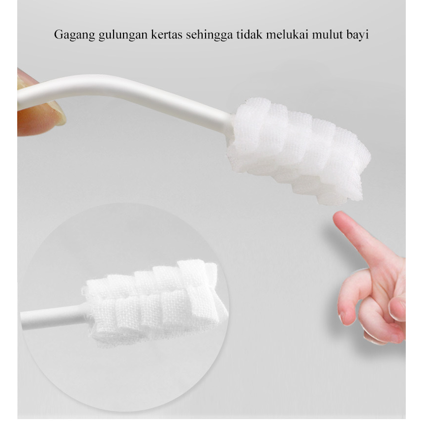 [1KG 13PCS] Babyland Pembersih Mulut Bayi / Baby Mouth Cleaner / Baby Oral Cleaner Kapas Batang Sikat Gigi Sikat Bayi Lidah Untuk Bayi 0-3 Tahun