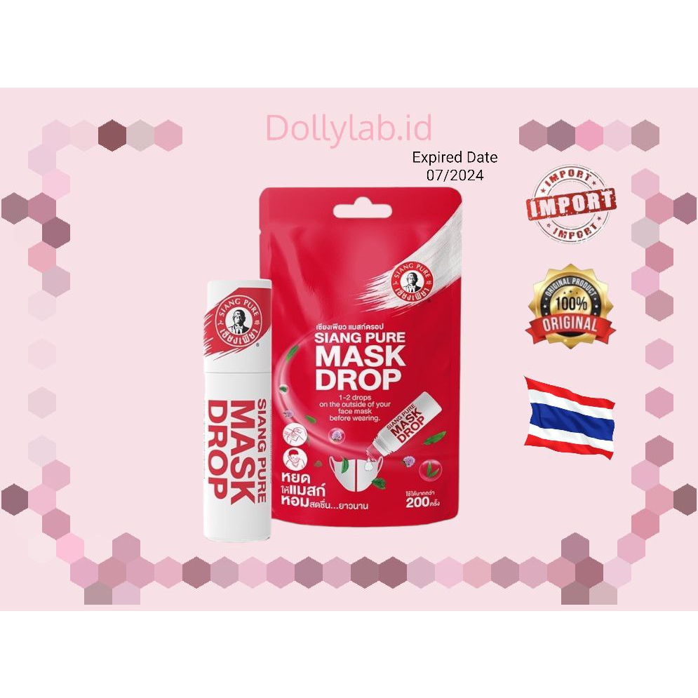 Peppermint Field Mask Drop Black &amp; Fresh Mint Scent Mask Drop Minyak Penyegar Masker Thailand