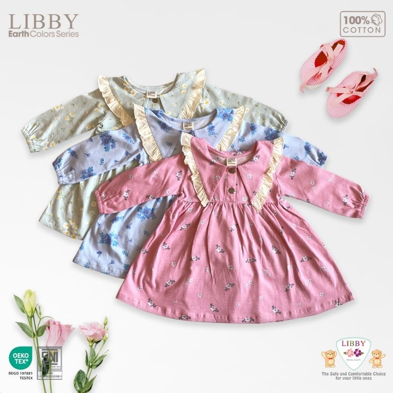 LIBBY MURAH ANNA DRESS TERUSAN LENGAN PANJANG BAYI ANAK PEREMPUAN