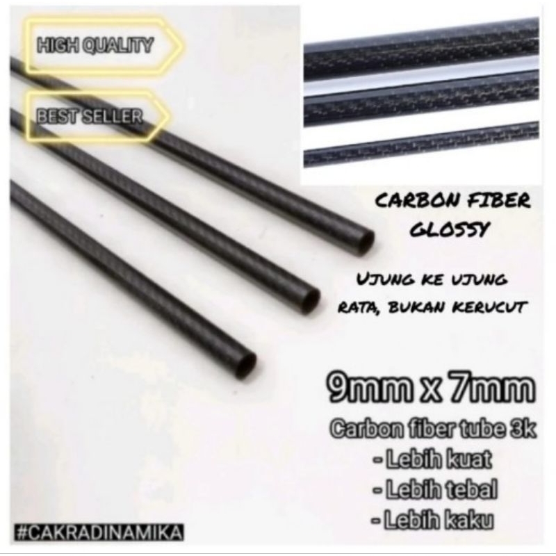 Carbon tube 3k 9mm x 7mm x 50mm carbon fiber tube 3k glossy
