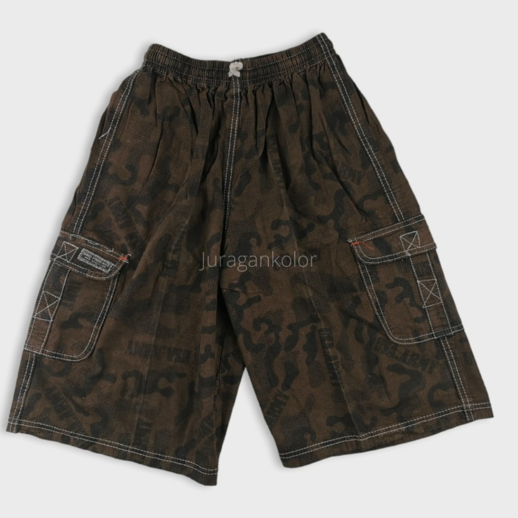 Celana Pendek Pria Cargo Denim Loreng Army