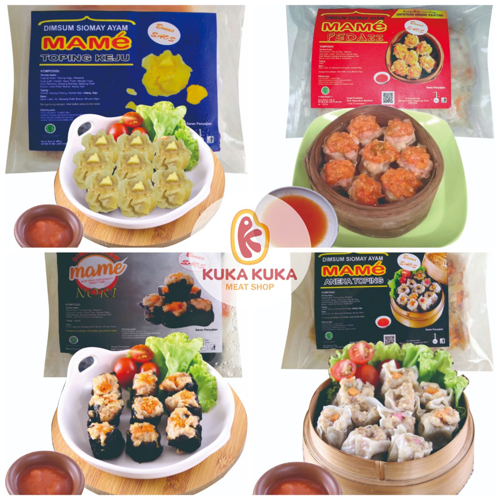 

Dimsum MAME TERLARIS Frozen Halal Bpom Varian Mix, Keju, Pedas, Nori isi 15pcs - 360gr