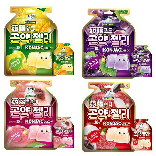 

KONJAC JELLY Korea - Jelly Snack isi 15pcs - Anggur / Mangga / Leci / Peach HALAL