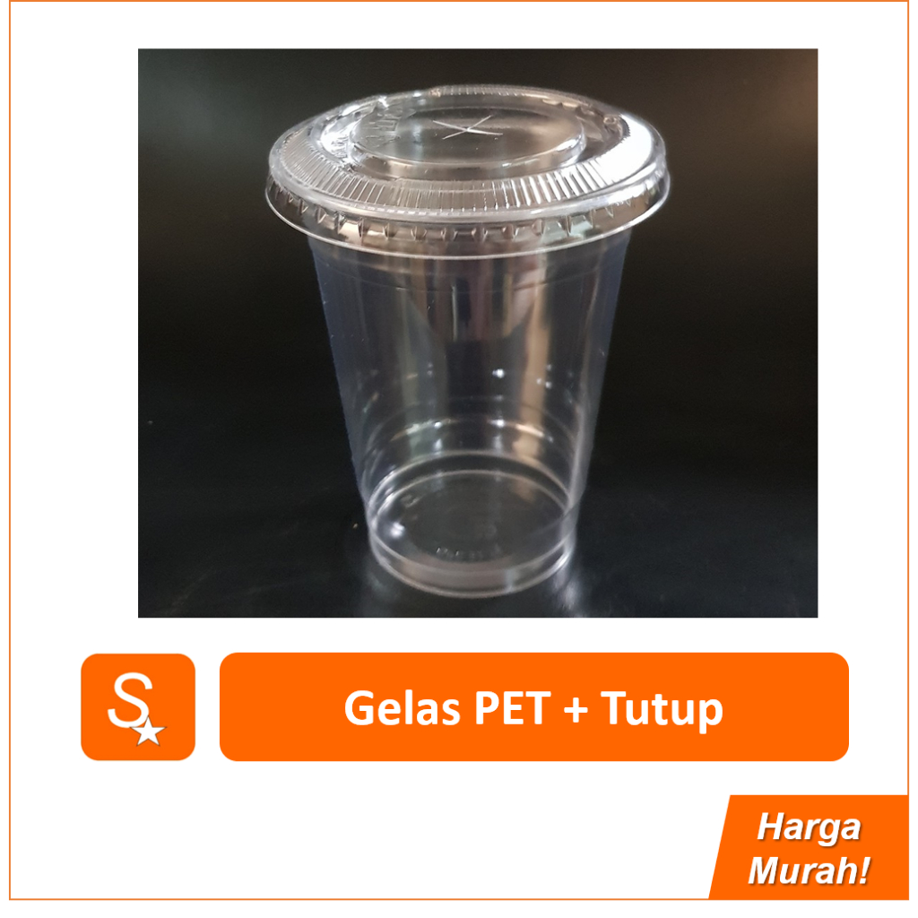 Gelas Plastik PET 16 oz + Tutup (50 pcs) / Cup Plastik Starbucks Thai Tea Boba