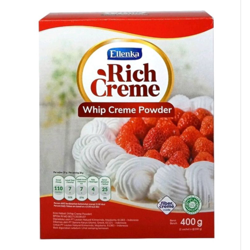 Ellenka Rich Creme Whip Cream Powder 400gr /  Whipping Krim Bubuk 400 gram