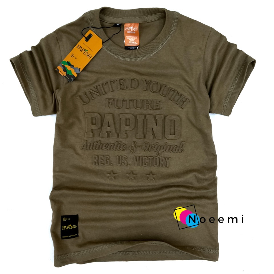 Papino Baju Kaus Anak Laki Laki 1-12 Tahun Pakaian Distro Oblong Cowo Dan Perempuan Olive