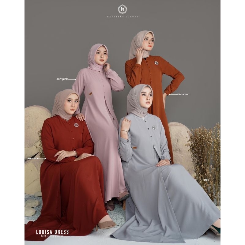 CUCI GUDANG NADHEERA LUXURY Motif LOUISA DRESS batch 2, L/XXXL || Gamis Lebaran Premium / Gamis Leba