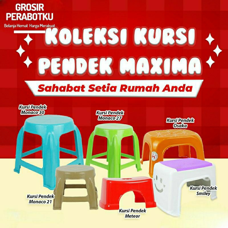 Maxima Kursi Bangku Jongkok Plastik Pendek Oval Warna Murah Tebal Serbaguna