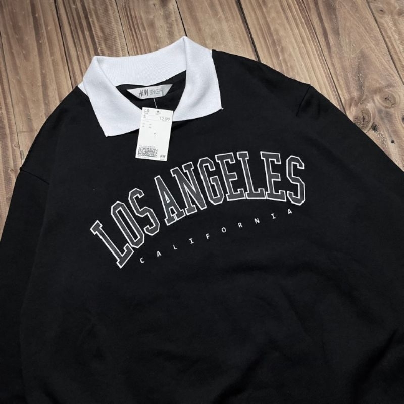 SWEATER RUGBY H&amp;M X LOSANGELES HITAM AUTHENTIC PREMIUM