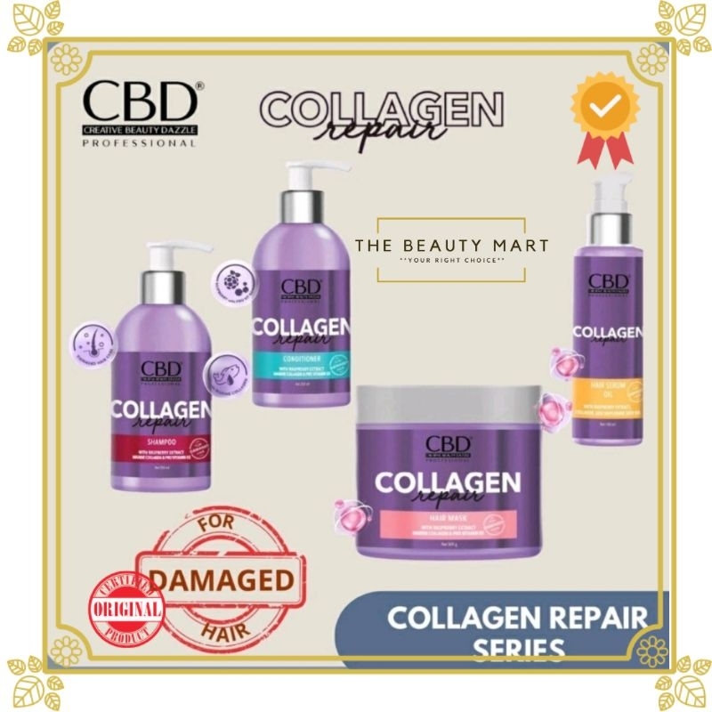 CBD Professional Collagen Repair Series | Collagen Hair Serum | Collagen Conditioner | Collagen Shampoo | Collagen Hair Mask