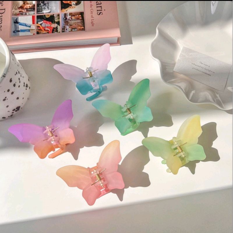 Jepit Rambut Korea Transparan Kupu Kupu 3.6cm Jedai Doff Kupu Mini Jepitan Rambut Matte Butterfly Hair Claw Clips