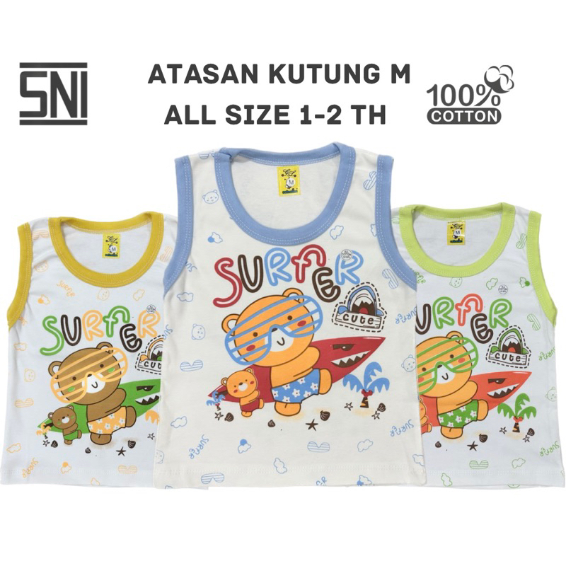 OBRAL!ISI 3PCS!ATASAN KUTUNG ANAK SIZE M ALL SIZE 1-2TAHUN 100%KATUN