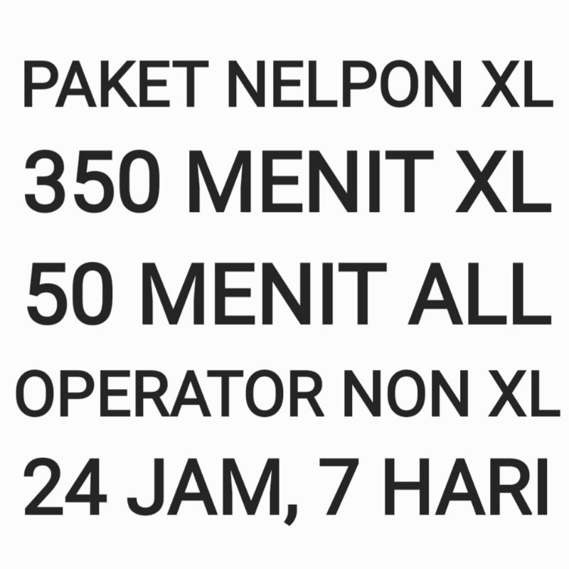 Paket Nelpon Telepon Sesama XL All Semua Operator 400 Menit 7 Hari Minggu Seminggu Mingguan 24 Jam M