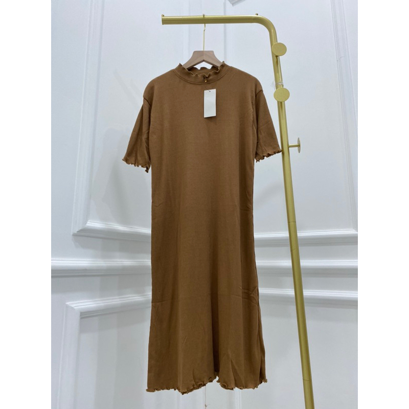 MIDI DRESS KNIT RAJUT POLOS CASUAL RIB ADEM MELAR DAILY MURAH GROSIR NAIMA DRESS GROSIR MODELLANO