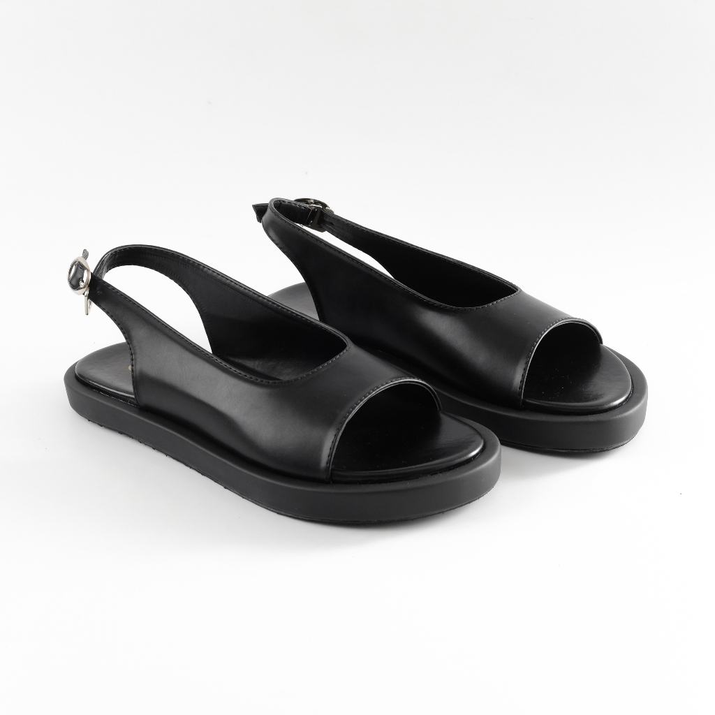 Sandal Wanita - Gianina / Leony Black Platform Sandals