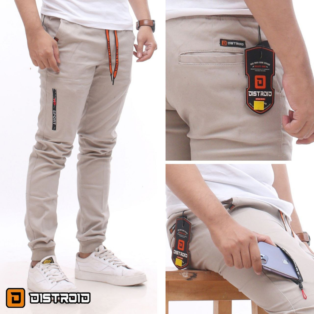 Celana Jogger Chino Pria Joger Chinos Zipper 28-38