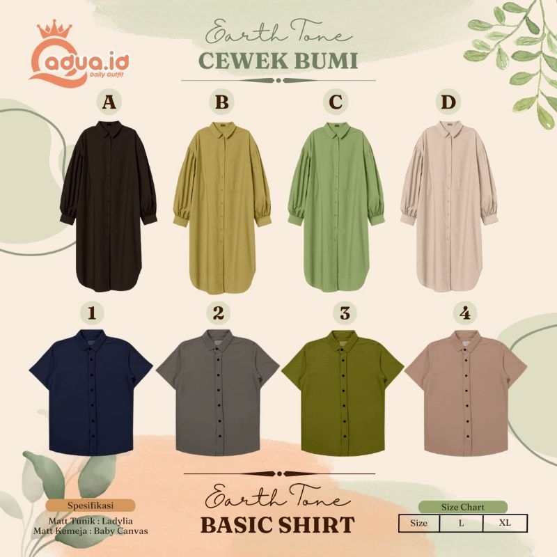 TUNIK CEWEK BUMI & KEMEJA BASIC SHIRT BY QADUA.ID
