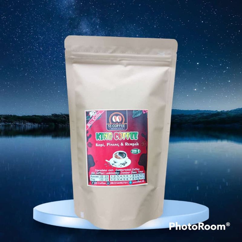 

Promo King Coffee | Kopi | Pinang | Kapulaga | Jahe | Rempah | 150G | SS COFFEE