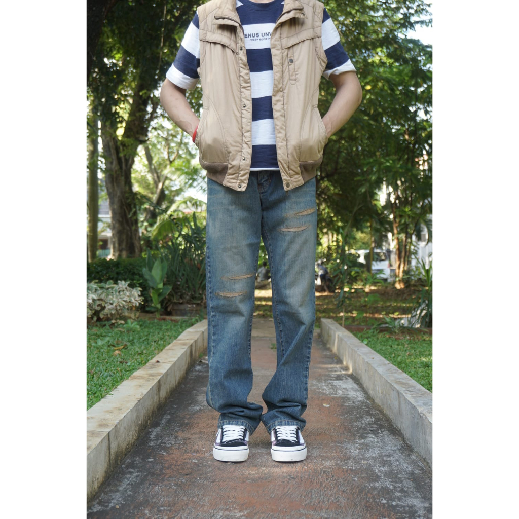 Celana denim SNX sashiko / celana panjang pria